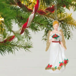 Hallmark Christmas Angels Good Cheer Ornament 9 Hallmark Christmas Angels Good Cheer Ornament -Hallmark Store Angel in Red Flowers Dress Keepsake Ornament 2499QXR8267 02