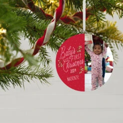 Hallmark Store -Hallmark Store Babys First Personalized Round Christmas Ornament 1999QHE1711B23 02
