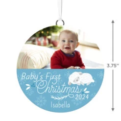 Hallmark Baby's First Christmas Personalized Text And Horizontal Photo Ceramic Ornament -Hallmark Store Babys First Personalized Round Christmas Ornament 1999QHE1711B24 03