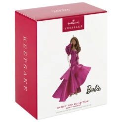 Hallmark Barbie™ Pink Collection™ 2023 Porcelain And Fabric Ornament -Hallmark Store Barbie in Hot Pink Dress Keepsake Ornament 4999QXI7007 04