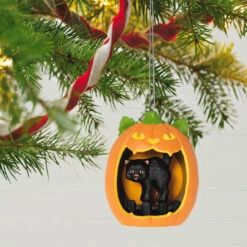 Hallmark Happy Halloween! Ornament 9 Hallmark Happy Halloween! Ornament -Hallmark Store Black Cat Pumpkin Diorama Keepsake Ornament 1799QFO5311 02