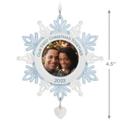 Hallmark Our First Christmas Together Snowflake 2023 Photo Frame Ornament -Hallmark Store BlueWhite Snowflake Picture Frame Keepsake Ornament 1699QGO2879 03