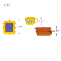 Hallmark Mini Friends Coffee Cup, Frame And Couch Ornaments, Set Of 3 -Hallmark Store Central Perk Mug Couch Frame Keepsake Ornaments 2199QXM9257 03