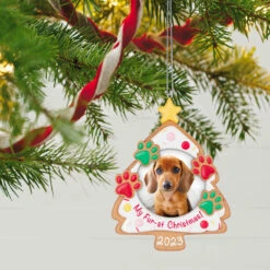 Hallmark My Fur-st Christmas 2023 Photo Frame Ornament -Hallmark Store Christmas Cookie Pet Picture Frame Keepsake Ornament 1599QGO2607 02