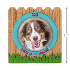 Hallmark Doggy In The Window 2023 Photo Frame Ornament -Hallmark Store Doggy in Window Fence Picture Frame Keepsake Ornament 1599QGO2599 03