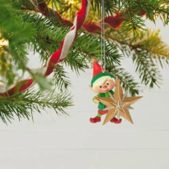 Hallmark North Pole Tree Trimmers Ornament 9 Hallmark North Pole Tree Trimmers Ornament -Hallmark Store Elf With Christmas Tree Keepsake Ornament 1799QXR8069 02
