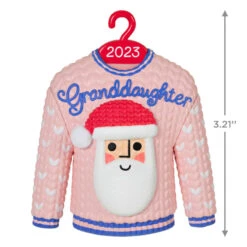 Hallmark Granddaughter Christmas Sweater 2023 Ornament -Hallmark Store Granddaughter Santa Sweater 2023 Keepsake Ornament 1399QGO2549 03
