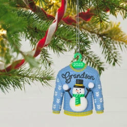 Hallmark Grandson Christmas Sweater 2023 Ornament 9 Hallmark Grandson Christmas Sweater 2023 Ornament -Hallmark Store Grandson Snowman Sweater 2023 Keepsake Ornament 1399QGO2557 02