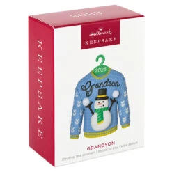 Hallmark Grandson Christmas Sweater 2023 Ornament 11 Hallmark Grandson Christmas Sweater 2023 Ornament -Hallmark Store Grandson Snowman Sweater 2023 Keepsake Ornament 1399QGO2557 04