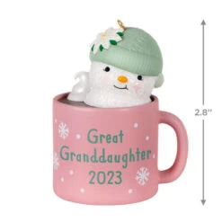 Hallmark Great-Granddaughter Hot Cocoa Mug 2023 Ornament 10 Hallmark Great-Granddaughter Hot Cocoa Mug 2023 Ornament -Hallmark Store GreatGranddaughter Snowman in Mug Keepsake Ornament 1399QGO2559 03
