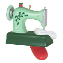 Hallmark Sew Very Merry! Ornament 13 Hallmark Sew Very Merry! Ornament -Hallmark Store Green Sewing Machine and Stocking Keepsake Ornament 1799QGO2927 06