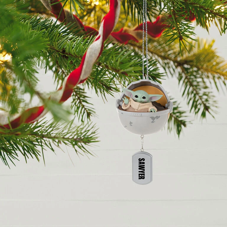 Hallmark Star Wars: The Mandalorian™ Grogu™ In Hovering Pram Personalized Ornament 4 Hallmark Star Wars: The Mandalorian™ Grogu™ In Hovering Pram Personalized Ornament - Image 2