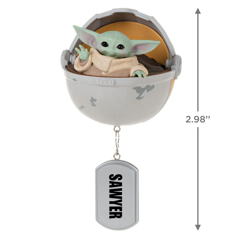 Hallmark Star Wars: The Mandalorian™ Grogu™ In Hovering Pram Personalized Ornament 5 Hallmark Star Wars: The Mandalorian™ Grogu™ In Hovering Pram Personalized Ornament - Image 3