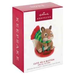 Hallmark Cute As A Button Special Edition Ornament -Hallmark Store Hamster on Button Sled Keepsake Ornament 1599QXE3317 04