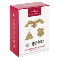 Hallmark Mini Harry Potter™ The Wizarding World™ Metal Ornaments, Set Of 3 -Hallmark Store Hogwarts Crest Owl Deathly Hallows Keepsake Ornaments 2199QXM9249 06