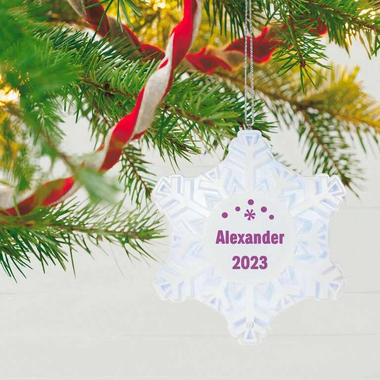 Hallmark Magic Sparkling Snowflake Block Text Personalized Ornament With Light 4 Hallmark Magic Sparkling Snowflake Block Text Personalized Ornament With Light - Image 2