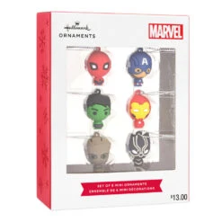 Mini Marvel Super Heroes Shatterproof Hallmark Ornaments, Set Of 6 -Hallmark Store Marvel Super Heroes Miniature Christmas Ornaments Set of 6 2HCM9228 04