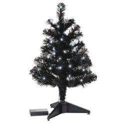 Hallmark Miniature Black Pre-Lit Christmas Tree, 18.75" -Hallmark Store Miniature Black PreLit Christmas Tree 2499QSB6246 06