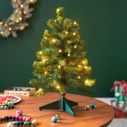 Hallmark Miniature Evergreen Pre-Lit Christmas Tree, 18.75" 7 Hallmark Miniature Evergreen Pre-Lit Christmas Tree, 18.75" -Hallmark Store Miniature Green PreLit Christmas Tree 2499QSB6253 02
