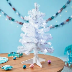 Hallmark Miniature White Pre-Lit Christmas Tree, 18.75" -Hallmark Store Miniature White PreLit Christmas Tree 2499QSB6243 02