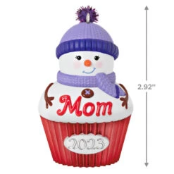 Hallmark Mom Cupcake 2023 Ornament -Hallmark Store Mom Snowman Cupcake 2023 Keepsake Ornament 1399QGO2529 03