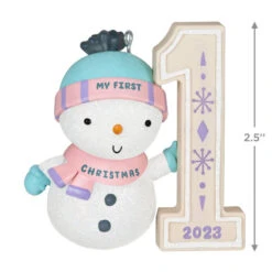 Hallmark My First Christmas Snowman 2023 Ornament 10 Hallmark My First Christmas Snowman 2023 Ornament -Hallmark Store My 1st Christmas Snowman Keepsake Ornament 1699QGO2739 03
