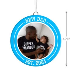 Hallmark New Dad Personalized Text And Photo Ceramic Ornament -Hallmark Store New Dad Personalized Round Ceramic Ornament 1999QHE1711B28 03