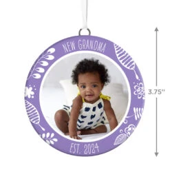 Hallmark New Grandma Personalized Text And Photo Ceramic Ornament -Hallmark Store New Grandma Personalized Round Ceramic Ornament 1999QHE1711B29 03