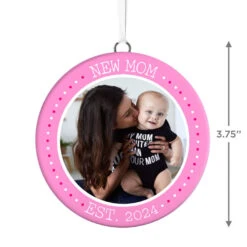 Hallmark New Mom Personalized Text And Photo Ceramic Ornament -Hallmark Store New Mom Personalized Round Ceramic Ornament 1999QHE1711B27 03