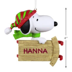Hallmark Peanuts® Sledding With Snoopy Personalized Ornament -Hallmark Store Peanuts Snoopy With Sled Personalized Keepsake Ornament 2499QHE2002B1 03