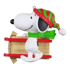 Hallmark Peanuts® Sledding With Snoopy Personalized Ornament -Hallmark Store Peanuts Snoopy With Sled Personalized Keepsake Ornament 2499QHE2002B1 06