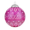Hallmark Christmas Commemorative 2023 Glass Ball Ornament -Hallmark Store Pink Glass Ball 2023 Keepsake Ornament 2299QXR8127 01