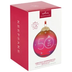 Hallmark Keepsake Ornament 50th Anniversary Christmas Commemorative Special Edition Glass And Metal Ornament -Hallmark Store Red Ball 50th Anniversary Keepsake Ornament 2499QGO2987 04