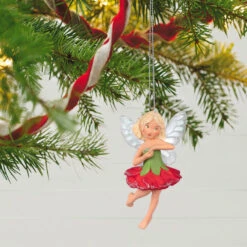 Hallmark Fairy Messengers Carnation Fairy Ornament -Hallmark Store Red and Green Fairy Keepsake Ornament 1499QXR8007 02