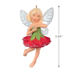 Hallmark Fairy Messengers Carnation Fairy Ornament -Hallmark Store Red and Green Fairy Keepsake Ornament 1499QXR8007 03