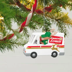 Hallmark Grandma Got Run Over By A Reindeer Musical Ornament -Hallmark Store Reindeer Express Delivery Truck Keepsake Ornament 2199QGO2639 02