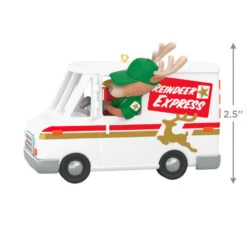Hallmark Grandma Got Run Over By A Reindeer Musical Ornament -Hallmark Store Reindeer Express Delivery Truck Keepsake Ornament 2199QGO2639 03