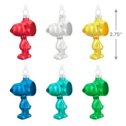 Hallmark The Peanuts® Gang Snoopy Glass Ornaments, Set Of 6 -Hallmark Store Set of 6 Colored Glass Snoopy Keepsake Ornaments 2499QSB6329 03