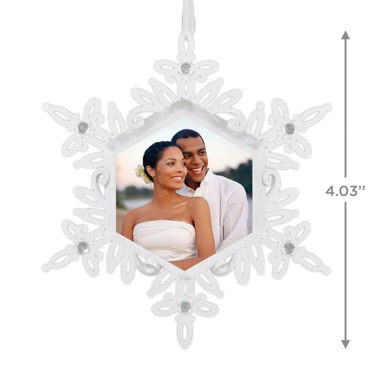 Hallmark Sparkling Snowflake Photo Personalized Metal Ornament 5 Hallmark Sparkling Snowflake Photo Personalized Metal Ornament - Image 3