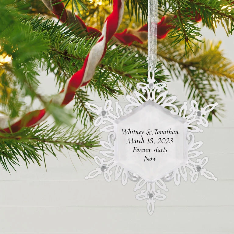 Hallmark Sparkling Snowflake Text Personalized Metal Ornament 4 Hallmark Sparkling Snowflake Text Personalized Metal Ornament - Image 2