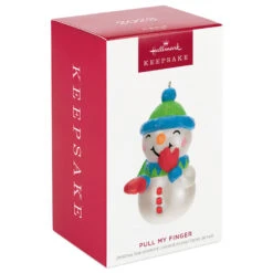 Hallmark Pull My Finger Snowman Ornament With Sound -Hallmark Store Snowman With BlueGreen HatScarf Keepsake Ornament 2199QGO2829 04