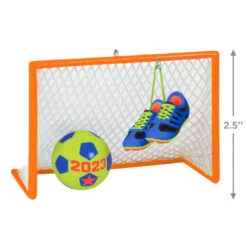 Hallmark Soccer Star 2023 Ornament -Hallmark Store Soccer Goal Shoes and Ball Keepsake Ornament 1399QGO2689 03