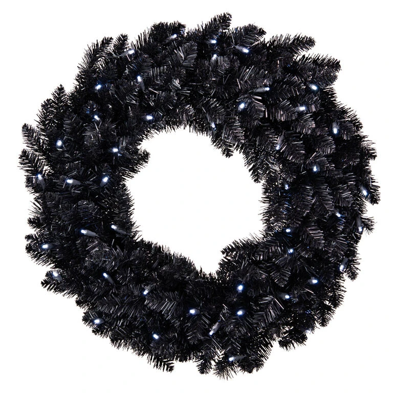 Hallmark Black Pre-Lit Wreath, 30" 3 Hallmark Black Pre-Lit Wreath, 30"