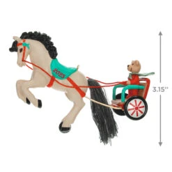 Hallmark A Pony For Christmas 2023 Ornament -Hallmark Store Teddy Bear in Horse Chariot Keepsake Ornament 1799QXR8039 03