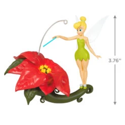 Hallmark Disney Tinker Bell Pixie-Dusted Poinsettia Ornament -Hallmark Store Tinker Bell on Flower Keepsake Ornament 2099QXD6637 03