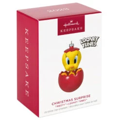 Hallmark Looney Tunes™ Tweety™ Chwistmas Surprise Ornament -Hallmark Store Tweety Bird in Red Ball Keepsake Ornament 1899QXI6047 04