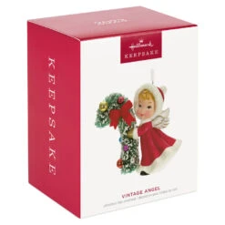 Hallmark Vintage Angel Porcelain Ornament -Hallmark Store Vintage Angel With Candy Cane Keepsake Ornament 2499QXT4127 04