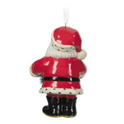 Hallmark Jolly Santa Porcelain Special Edition Ornament -Hallmark Store Vintage Jolly Santa With Wreath Keepsake Ornament 2499QXT4113 06