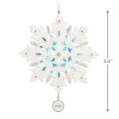 Hallmark Snowflake 2023 Porcelain Ornament -Hallmark Store White Blue and Silver Snowflake Keepsake Ornament 1999QGO2957 03