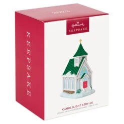 Hallmark Candlelight Service Ornament -Hallmark Store White Church With Green Steeple Keepsake Ornament 2199QGO2767 04